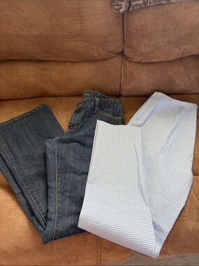 Michael Kors Dark Wash Denim Jeans & Light Blue Knit Pants -